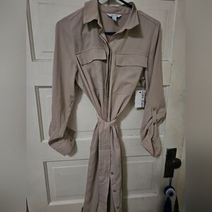 Nine West Beige Button-Up Dress